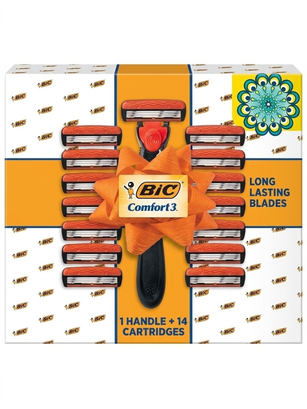 BIC Comfort3 Men's Orange and Black Razor Set — 1 Handle + 14 Cartridges